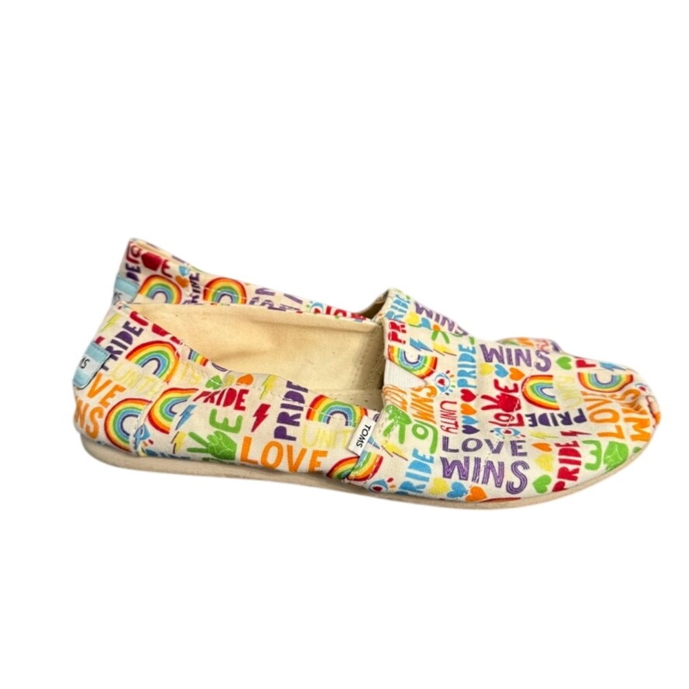 Toms Alpargata Pride Love Wins Rainbow Canvas Slip On Shoes Kids Size 7